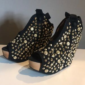 Jeffrey Campbell embellished wedge booties